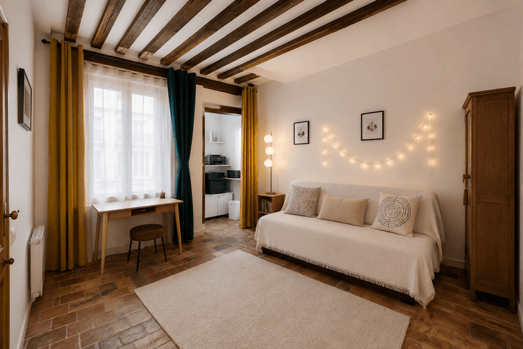 Photo de la location a temps partiel de : Studio dans une maisonnette de charme au cœur du Marais, calme absolu à Paris